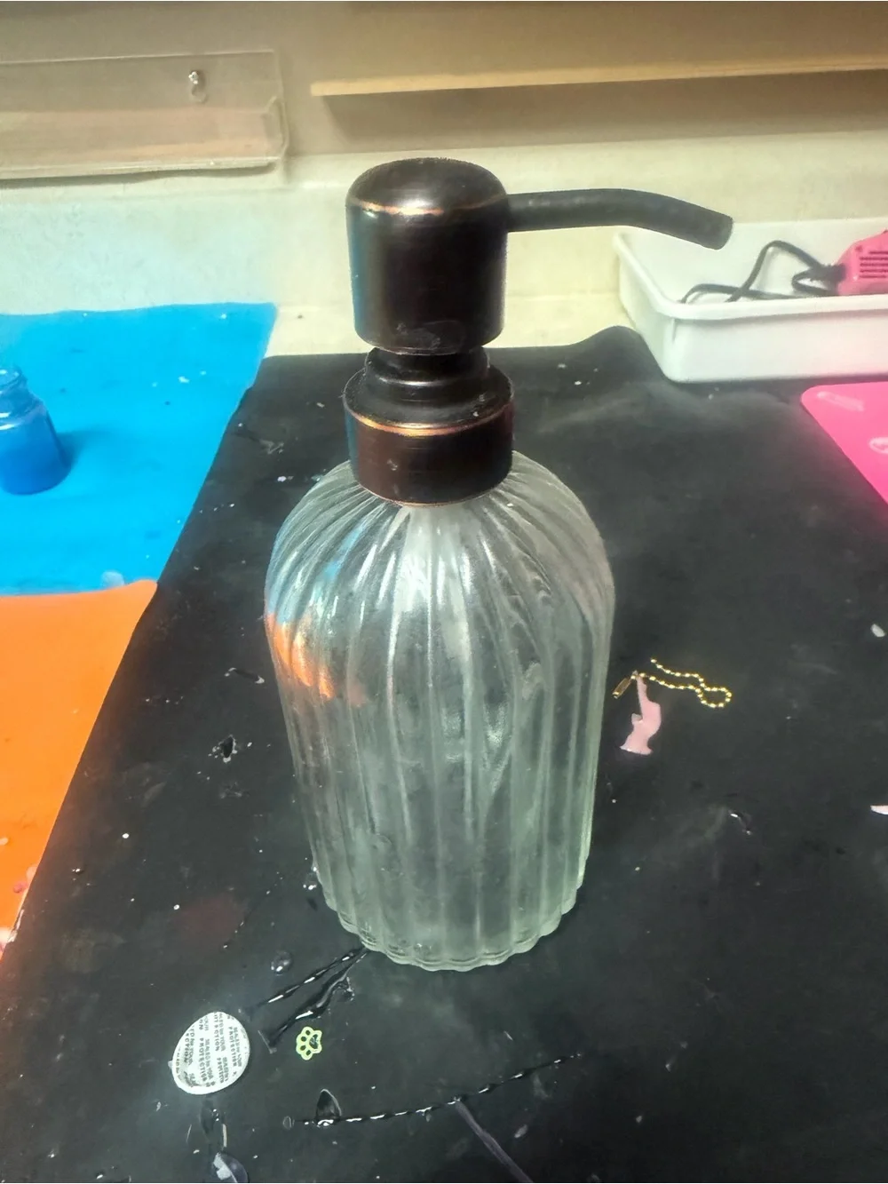 Purple Glass Lotion Dispenser - Stylish Bath & Body Pump